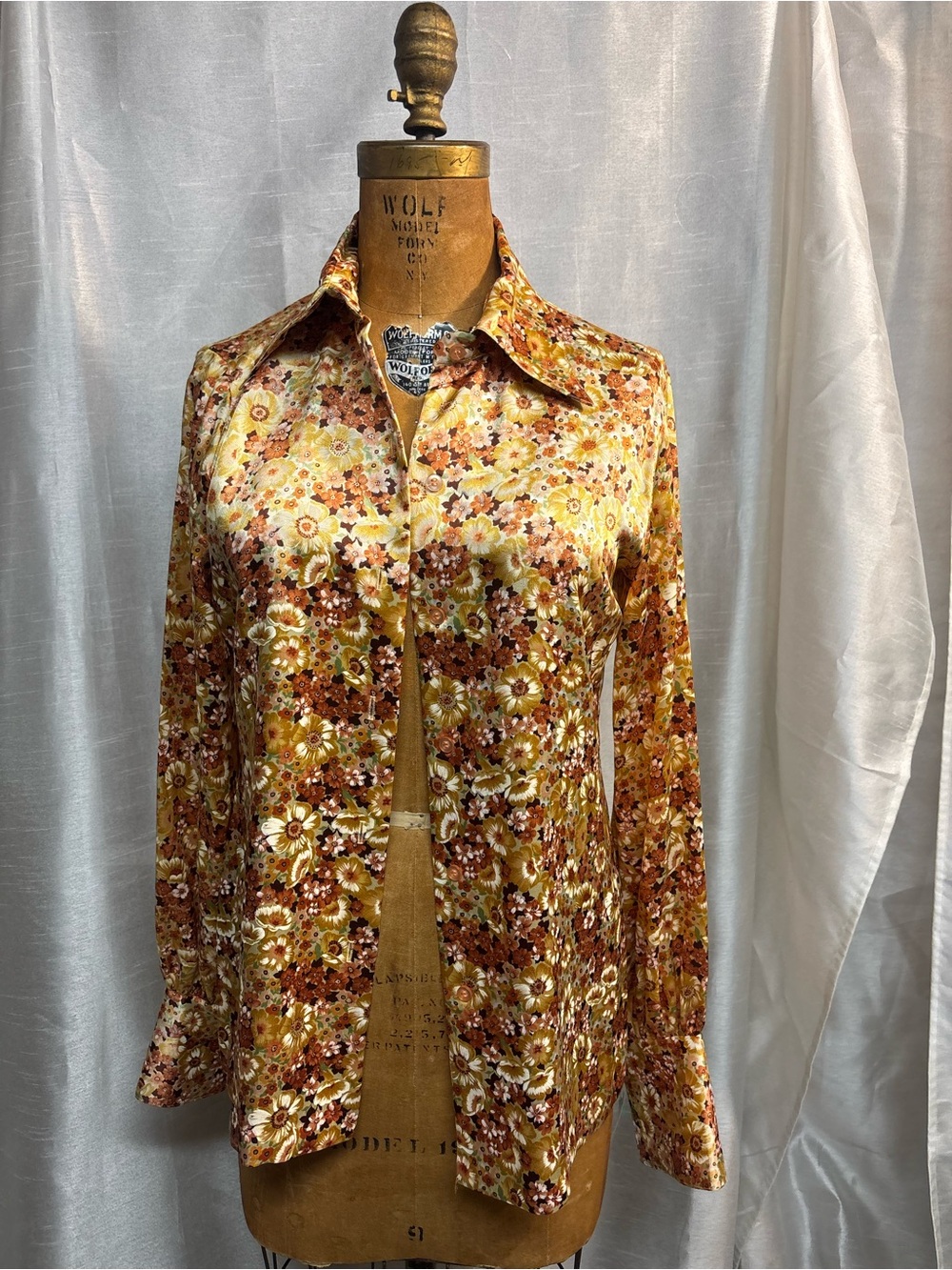 Vintage Lady Manhattan 70s Floral Dagger Collar Blouse Size 10 - Picture 3 of 4